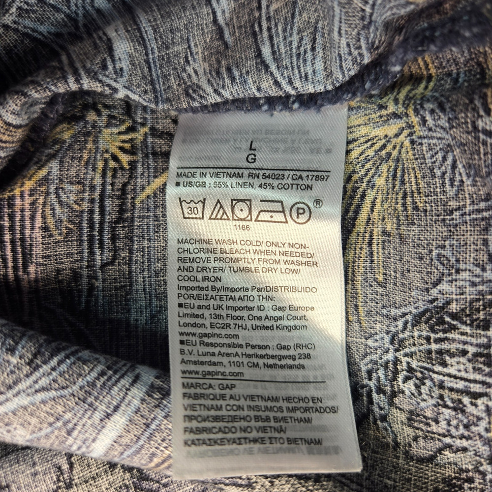 Gap Easy Shirt Womens L Linen Blend Hawaiian Tropical Button Up Beach Resort - Picture 8 of 10